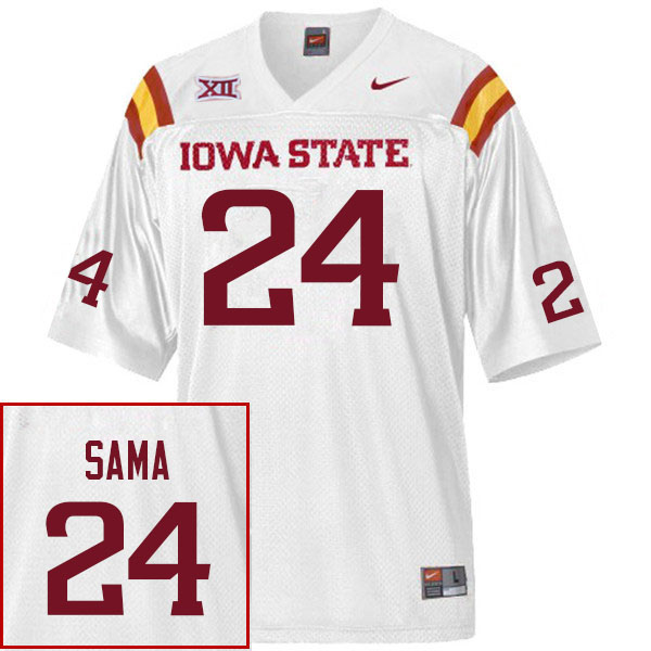 Men #24 Abu Sama Iowa State Cyclones College Football Jerseys Stitched Sale-White - Click Image to Close